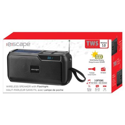 Escape Stereo - Solar Powered Speaker w/Flashlight