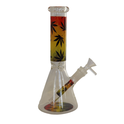 Glass Bong - 10" Printed Leaf Design