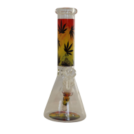 Glass Bong - 10" Printed Leaf Design