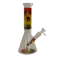 Glass Bong - 10" Printed Leaf Design
