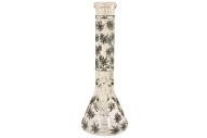 Glass Bong - 13.5" Black & White Leaf ABC0040